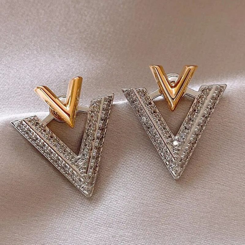 VeraV™ Letter V Silver & Gold Earrings