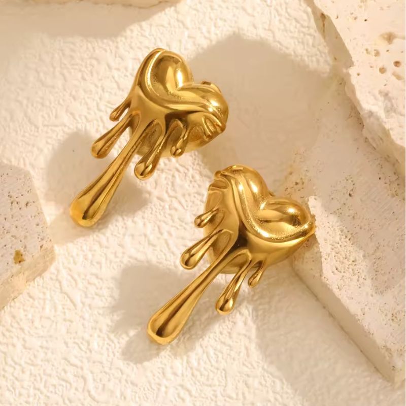 MeltedHeart™ Gold Dripping Heart Earrings