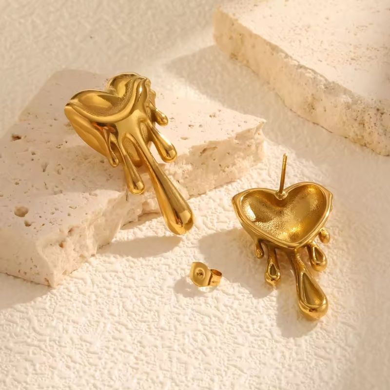 MeltedHeart™ Gold Dripping Heart Earrings
