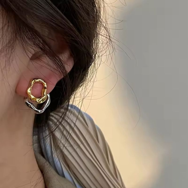 WaveLuxe™ Double Circle Gold & Silver Earrings