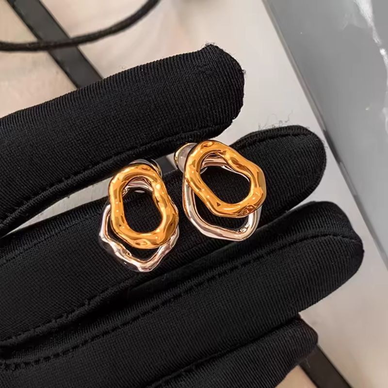 WaveLuxe™ Double Circle Gold & Silver Earrings