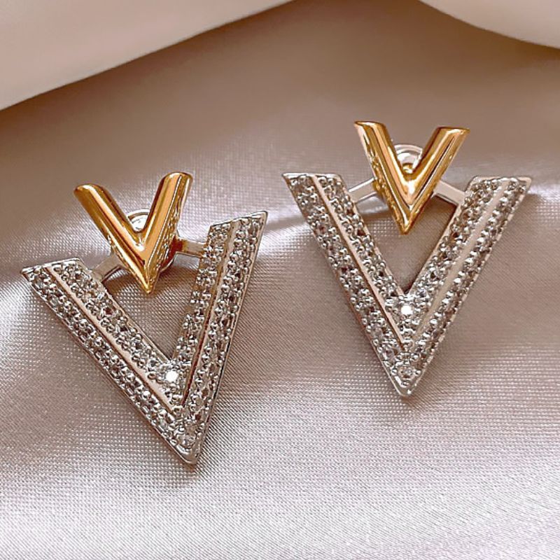 VeraV™ Letter V Silver & Gold Earrings