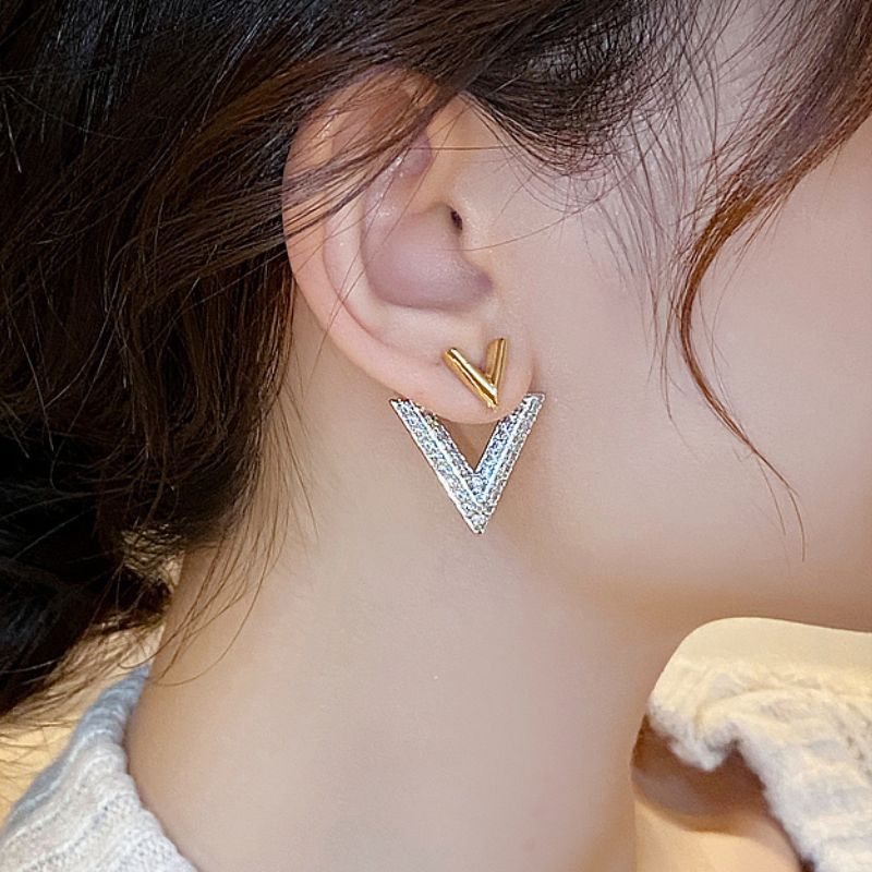 VeraV™ Letter V Silver & Gold Earrings