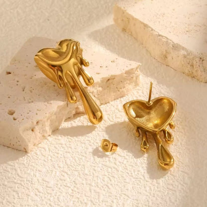 MeltedHeart™ Gold Dripping Heart Earrings