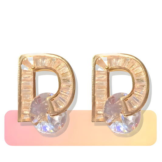 ZircaLuxe Shiny Letter D Zircon Earrings